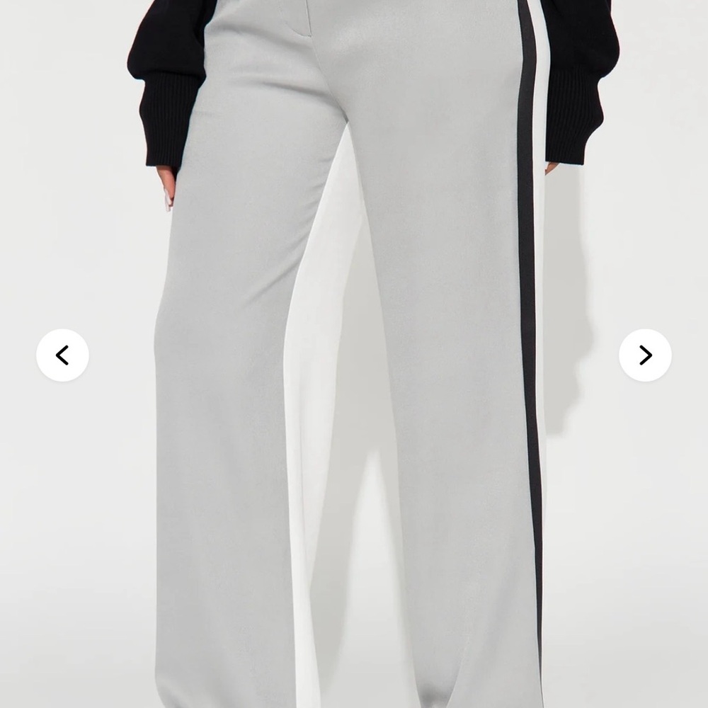 Fashion Nova Gray Dress pants with Black Stripe